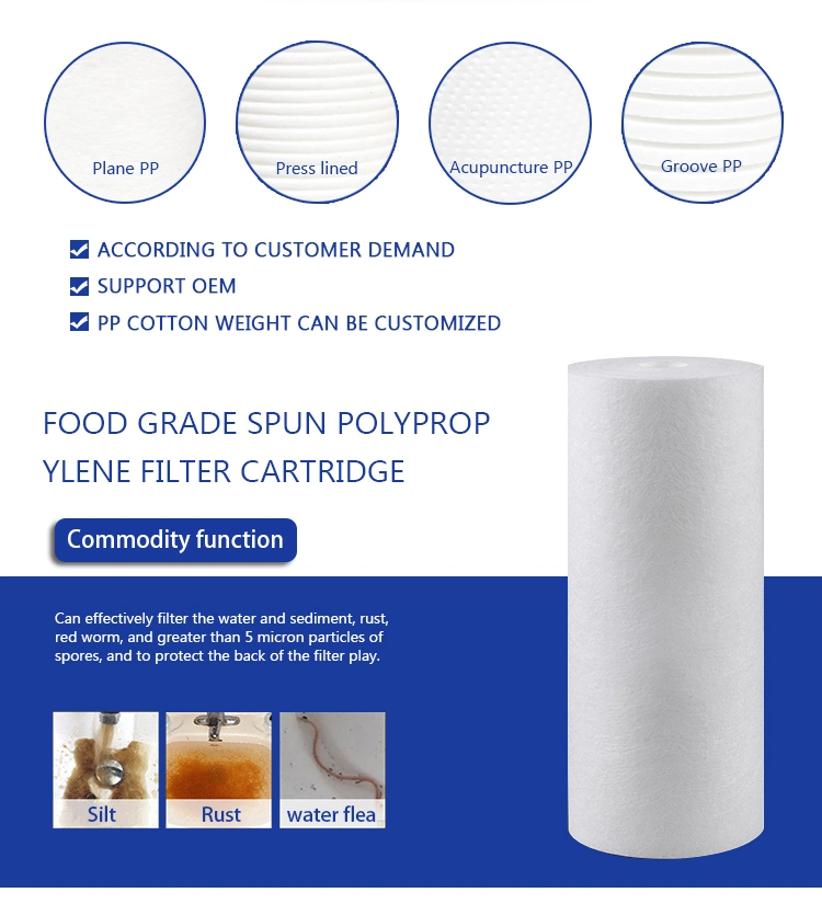 10 20 30 40 Inch 1 / 5 / 10 Micron 10" X 2.5" Polypropylene PP Replacement Spun Sediment Melt Blown Blow Water Treatment PP Filter Cartridge