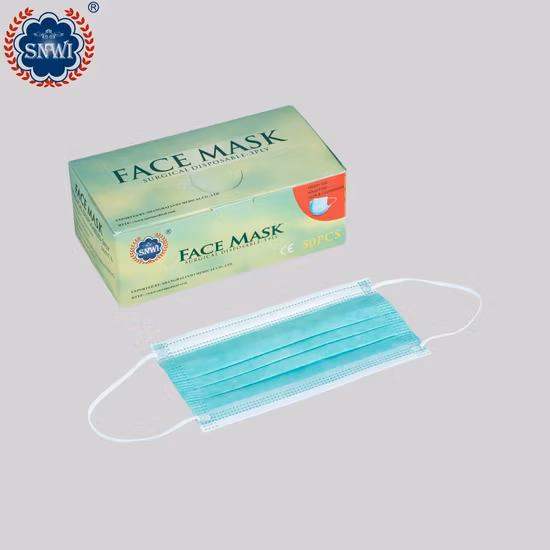 Maschera facciale monouso colorata in tessuto non tessuto facile da respirare a 3 strati all'ingrosso con maschera medica chirurgica Earloop